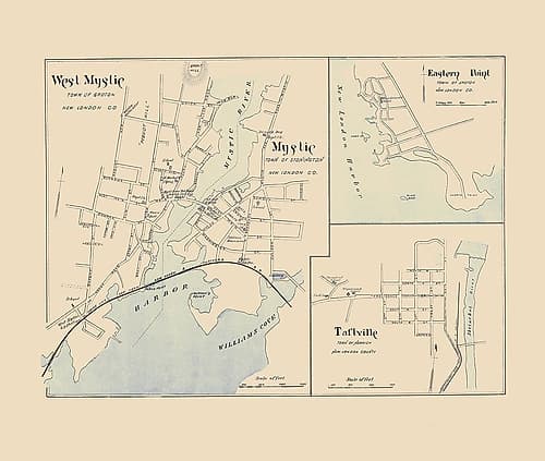 West Mystic Connecticut - Hurd 1893 Vintage Print