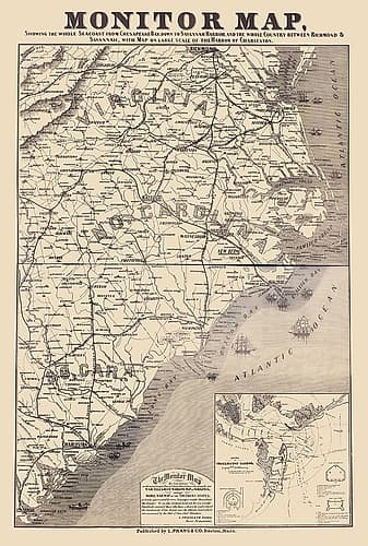Coast of Carolinas Virginia - Prang 1863 Vintage Print