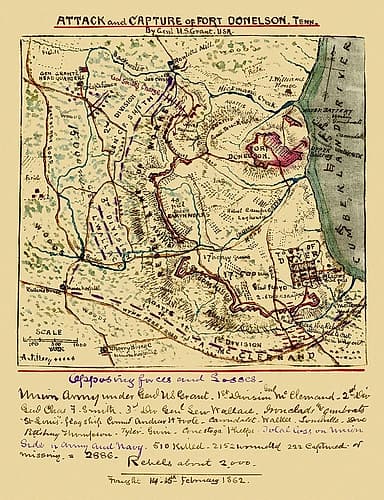 Attack Capture of Fort Donelson Tennessee Vintage Print
