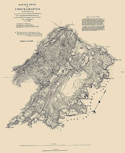 Battlefield of Chickamauga Georgia - Thomas 1864 Vintage Print
