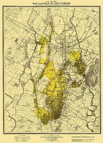 Battlefield of Gettysburg Pennsylvania Vintage Print
