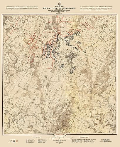 Gettysburg Battlefield First Days Battle Vintage Print