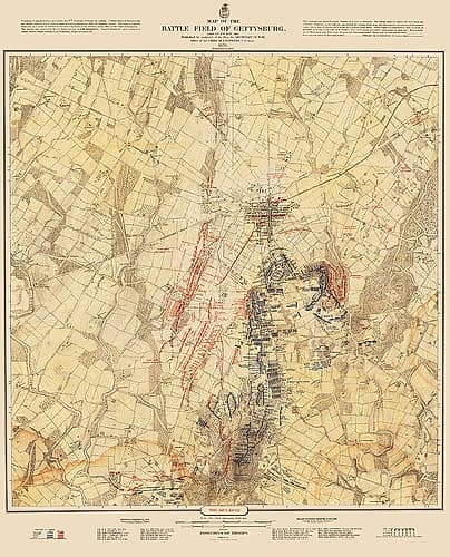 Gettysburg Battlefield Third Days Battle Vintage Print