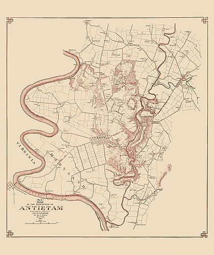 Antietam Battlefield  - Stearns 1894 Vintage Print