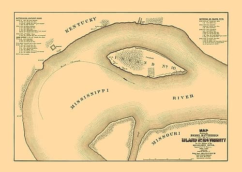 Rebel Batteries Island Number 10 and Vicinity Vintage Print