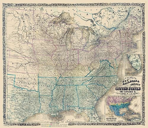 United States Canadas Railroad - Colton 1862 Vintage Print