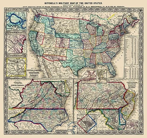 United States Military Forts - Mitchell 1861 Vintage Print