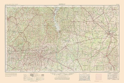 Dothan Florida Quad - USGS 1965 Vintage Print