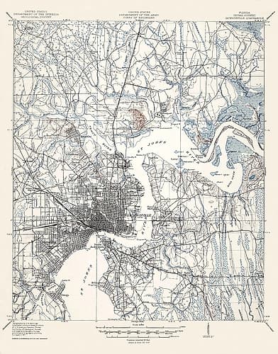Jacksonville Florida Quad - USGS 1917 Vintage Print