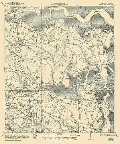 Kingsland Florida Georgia Quad - USGS 1918 Vintage Print