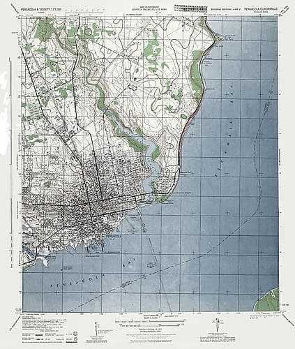 Pensacola Florida Quad - US Army 1944 Vintage Print