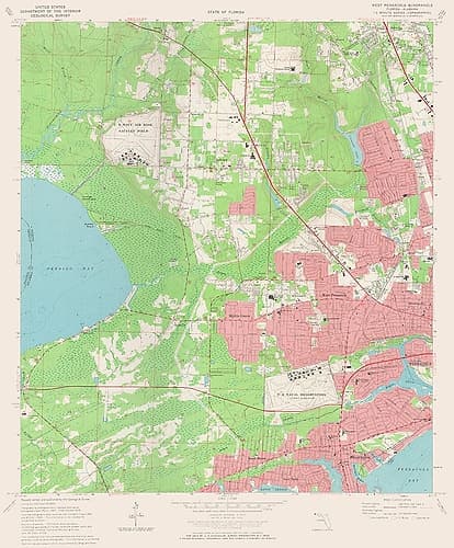 West Pensacola Florida Quad - USGS 1970 Vintage Print