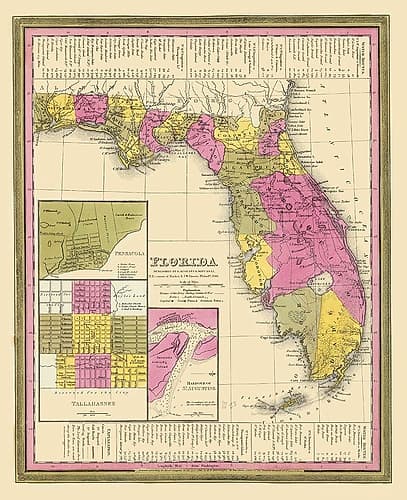 Florida - Mitchell 1846 Vintage Print