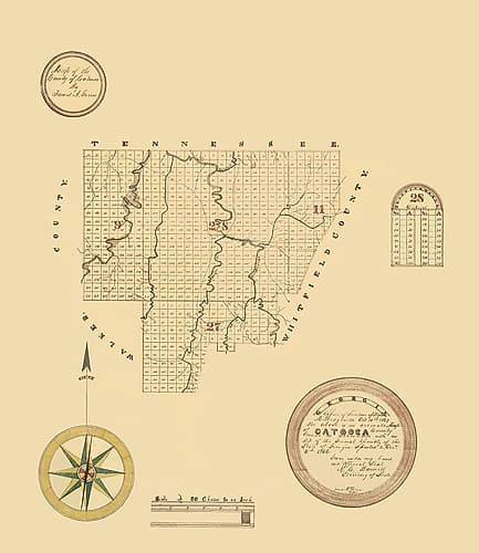 Catoosa Georgia - Green 1867 Vintage Print