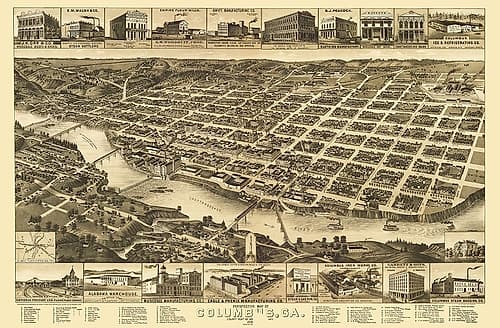 Columbus Georgia - Wellge 1886 Vintage Print