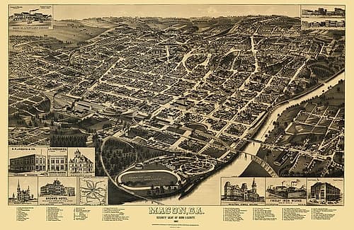 Macon Georgia - Wellge 1887 Vintage Print