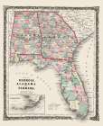 Georgia, Alabama, Florida - Colton 1858 Art Print