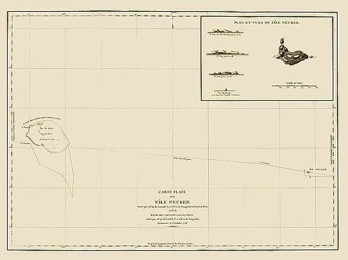 Necker Island Hawaii - Bernizet 1797 Vintage Print
