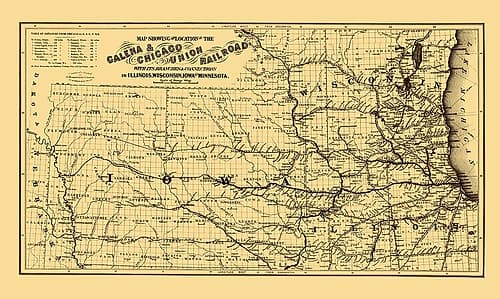 Galena and Chicago Union Railroad - Colton 1862 Vintage Print