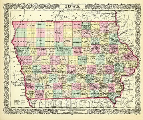 Iowa - Colton 1856 Vintage Print
