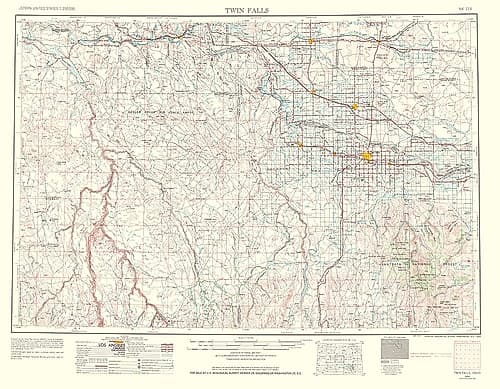 Twin Falls Idaho Quad - USGS 1963 Vintage Print