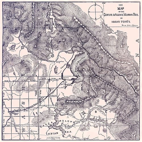 Coeur dAlene Mining Region Idaho Territory Vintage Print