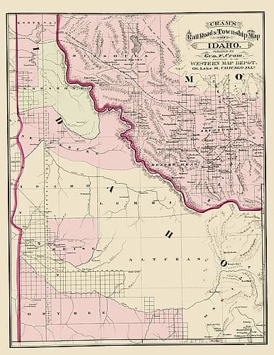 Idaho - Cram 1875 Vintage Print