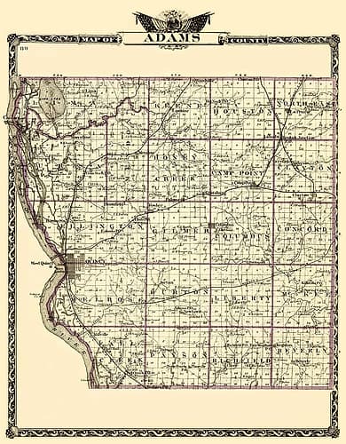 Adams Illinois Landowner - Warner 1870 Vintage Print