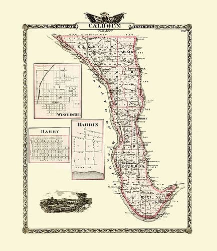 Calhoun Illinois - Warner 1876 Vintage Print