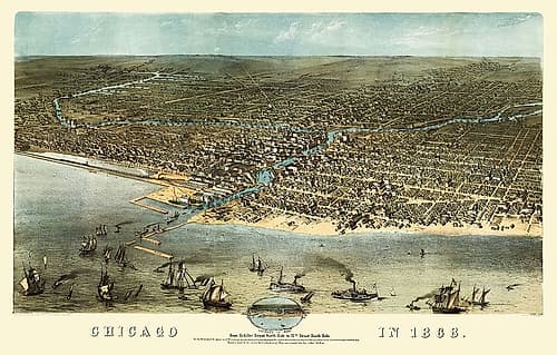 Chicago Illinois - Ruger 1868 Vintage Print