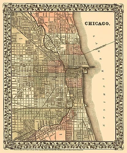 Chicago Illinois - Mitchell 1870 Vintage Print