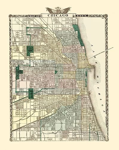 Chicago Illinois - Warner 1870 Vintage Print