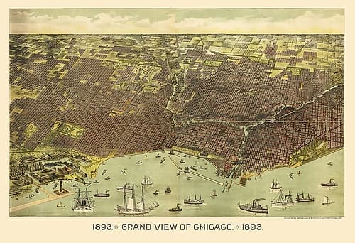 Chicago Illinois - Reynertson 1892 Vintage Print