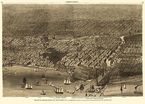 Chicago Illinois - Currier 1874 Vintage Print