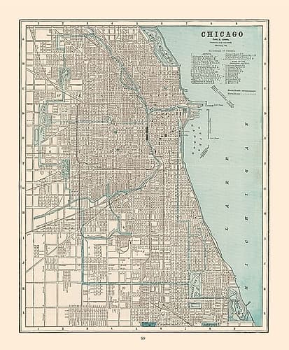 Chicago  Illinois - Cram 1892 Vintage Print