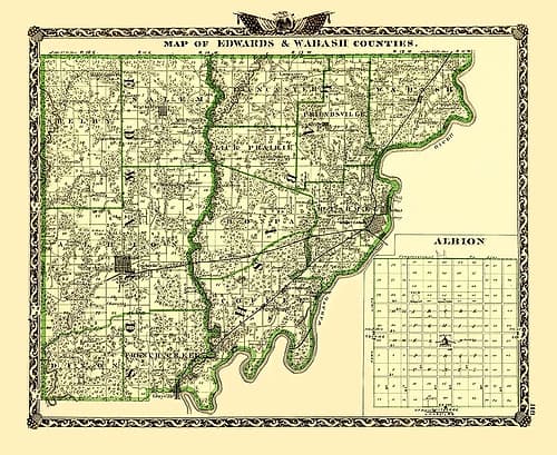 Edwards  Wabash Illinois Landowner - Warner 1870 Vintage Print