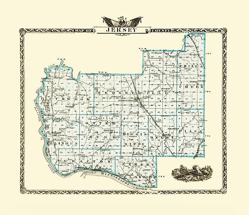 Jersey Illinois Landowner - Warner 1876 Vintage Print