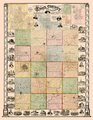Knox Illinois Landowner - Thompson 1861 Vintage Print