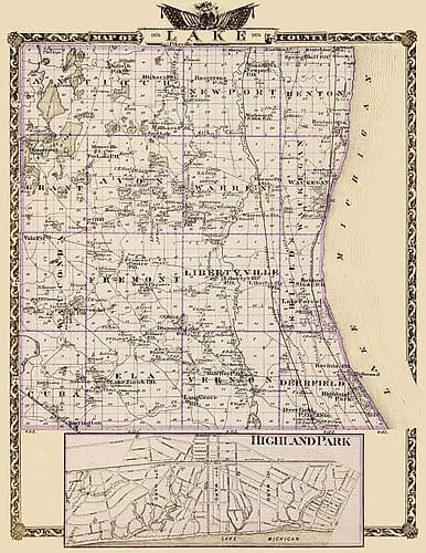 Lake Illinois Landowner - Warner 1876 Vintage Print