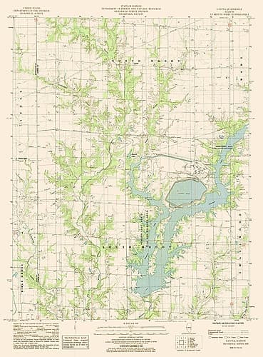 Latona Illinois Quad - USGS 1985 Vintage Print