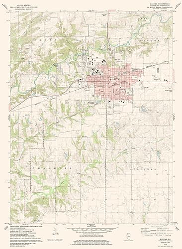 Macomb Illinois Quad - USGS 1974 Vintage Print