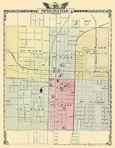 Springfield Illinois - Warner 1876 Vintage Print