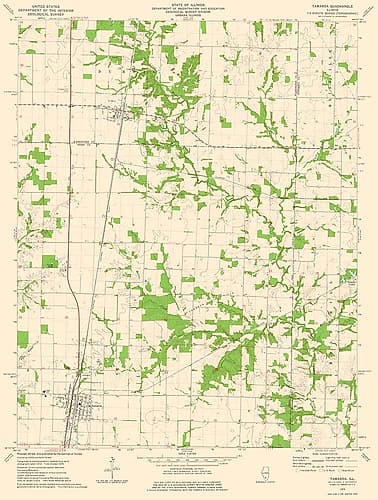Tamaroa Illinois Quad - USGS 1975 Vintage Print