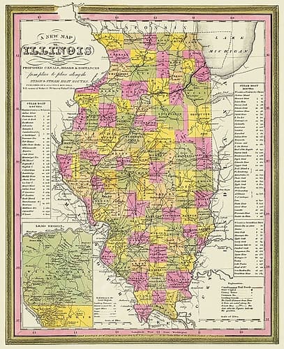 Illinois - Mitchell 1846 Vintage Print