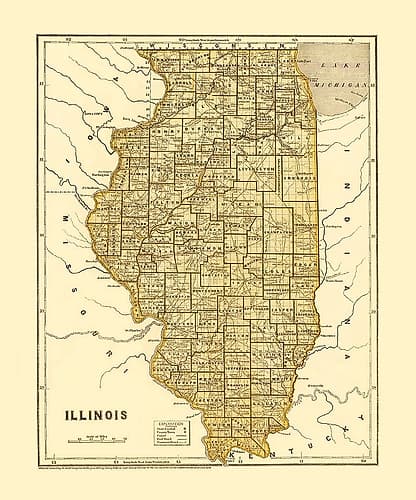 Illinois - Morse  1845 Vintage Print