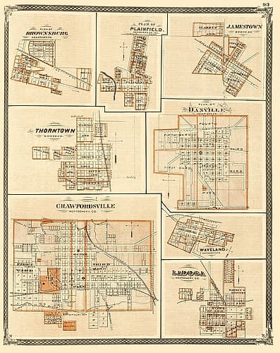 Brownsburg, Plainfield, Jamestown Indiana Vintage Print
