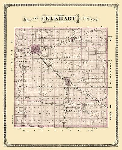 Elkhart Indiana Landowner - Andreas 1876 Vintage Print