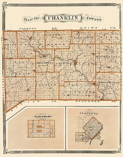 Franklin Indiana - Baskin 1876 Vintage Print