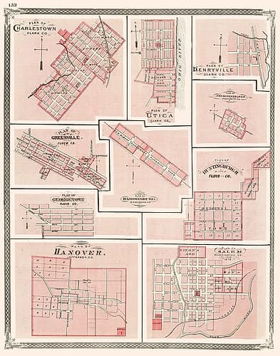 Hanover, Charlestown, Utica, Salem, Greenville Vintage Print
