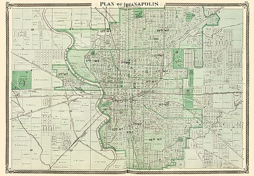 Indianapolis Indiana Landowner - Baskin 1876 Vintage Print